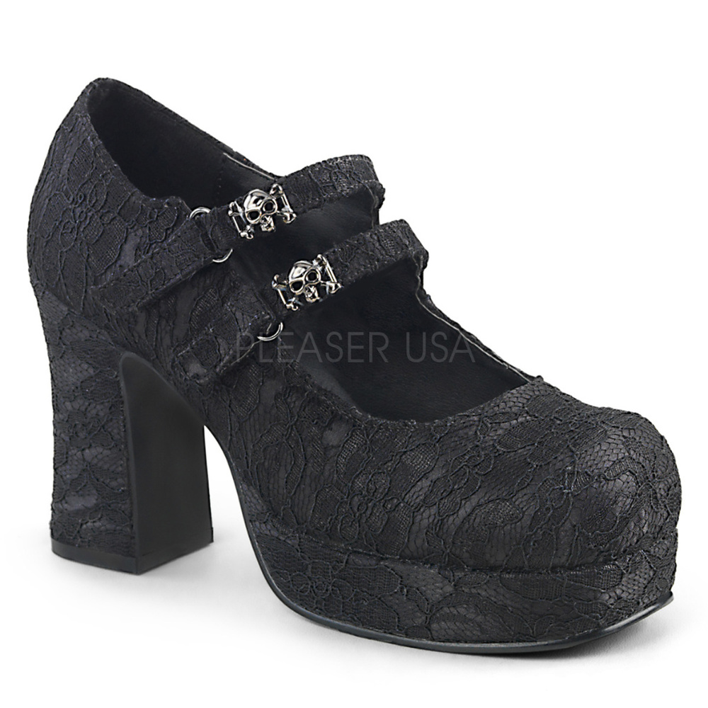 Gothic Skull Platform Lace High Heel Shoes - Picture 2 of 5